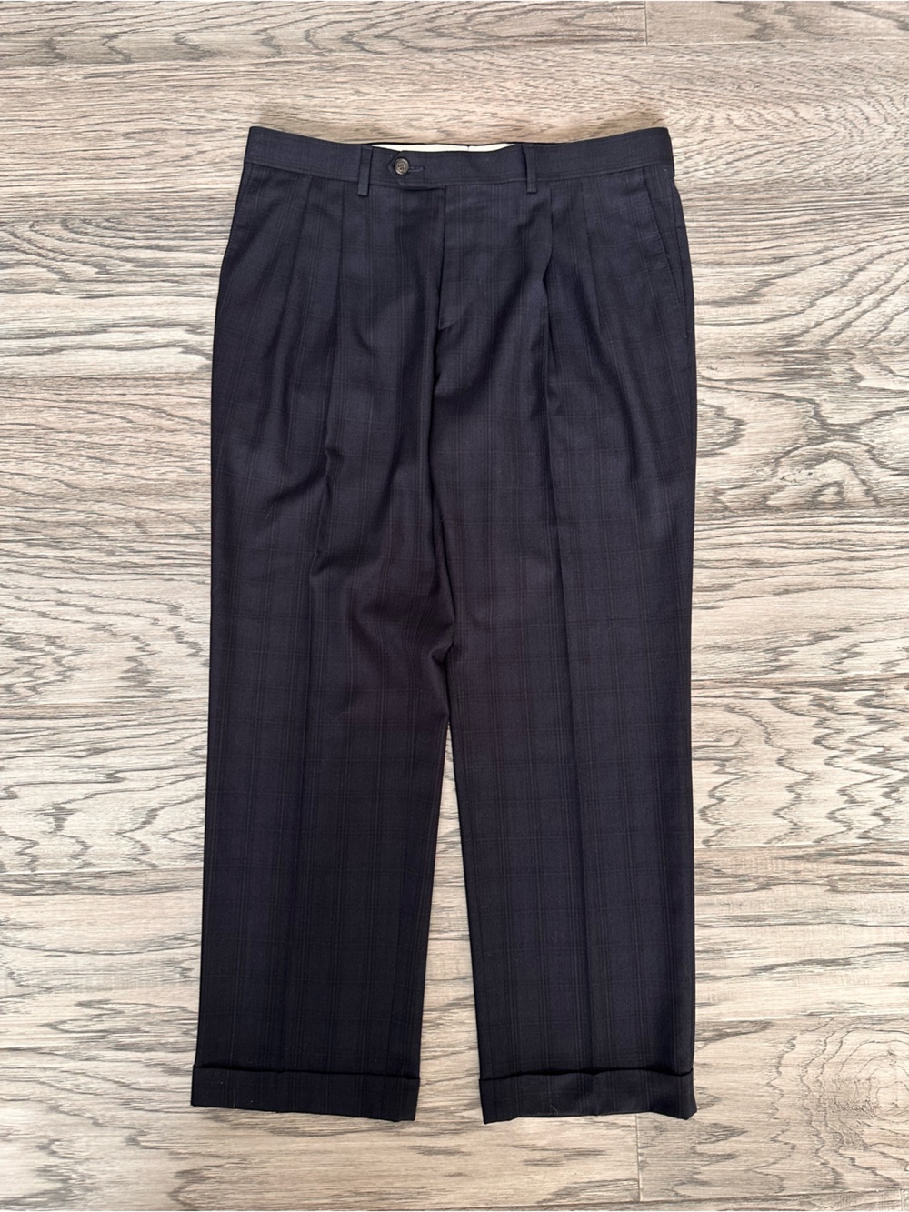 Men's Blue Plaid Dress Trousers